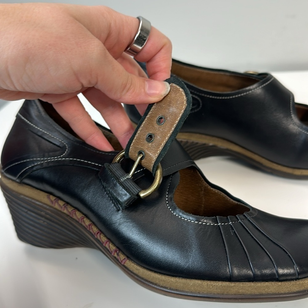 Romika Black Leather Mary Jane Wedge Heel Shoes Size 41(10-10.5) - Picture 16 of 16